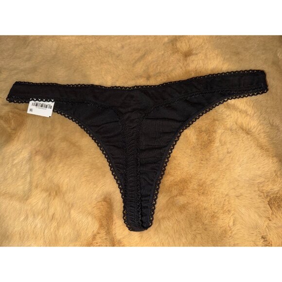 Charter Club Women's Everyday Cotton Lace-Trim Thong, Black, Size XXL, NWT - Picture 3 of 4